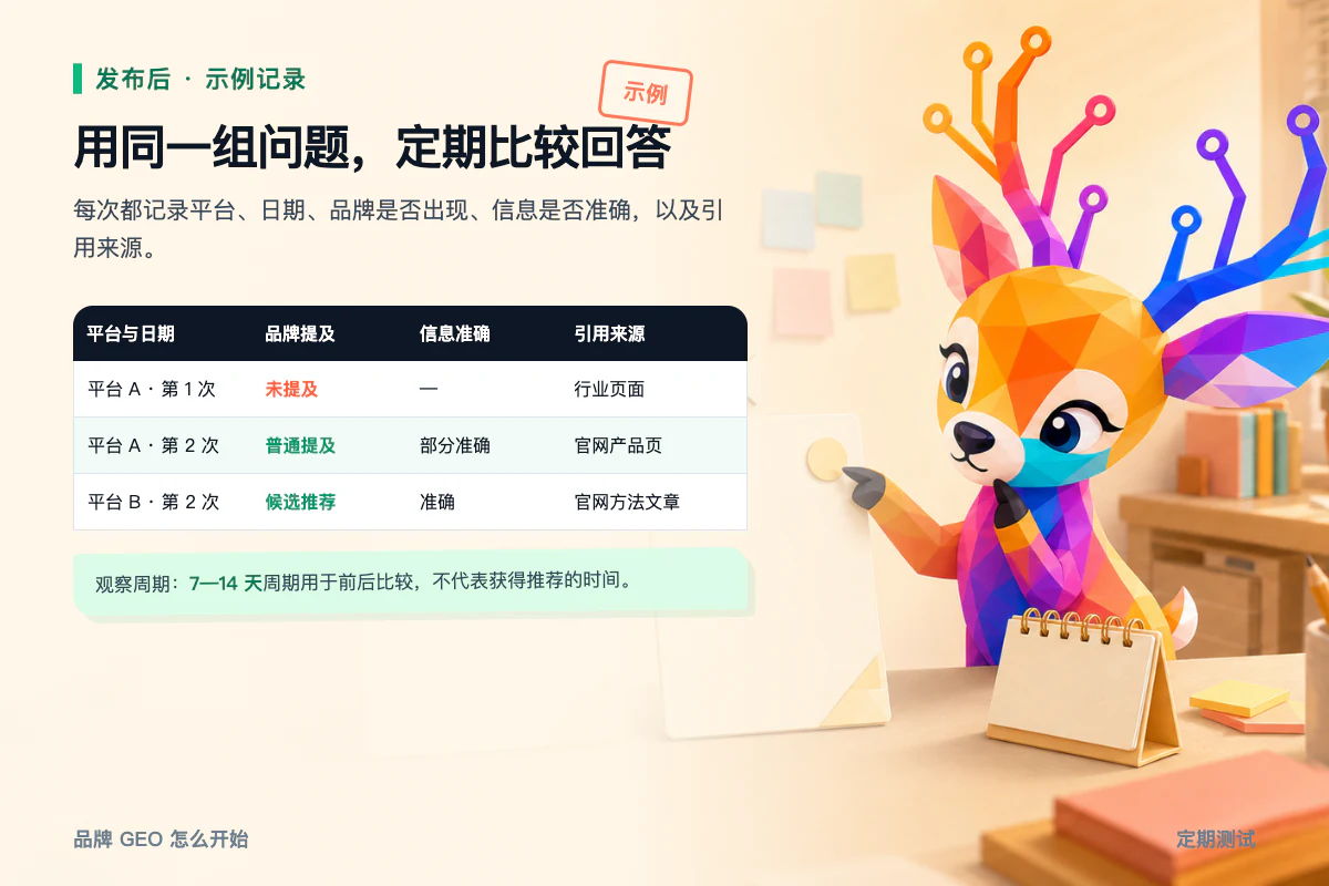 使用同一组问题定期比较 AI 回答的示例记录